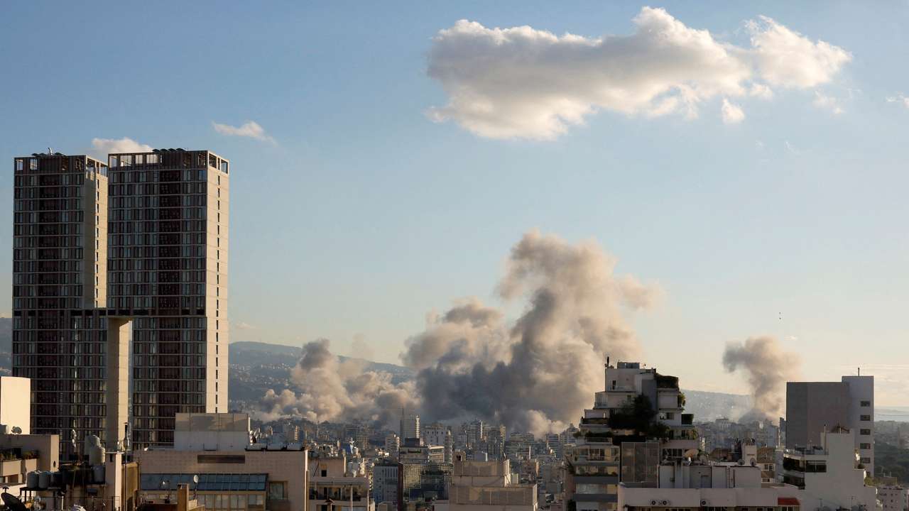 Smoke billows over Beirut's southern suburbs, after an Israeli strike
