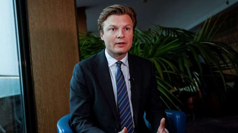 Dutch Defence Minister Brekelmans speaks during an interview in Kyiv