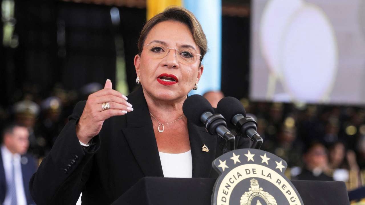 Honduran President Xiomara Castro attends an event to celebrate the Day of the Soldier in Tegucigalpa