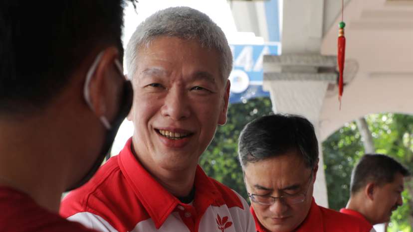 Lee Hsien Yang of the Progress Singapore Party meets residents ahead of the general election in Singapore