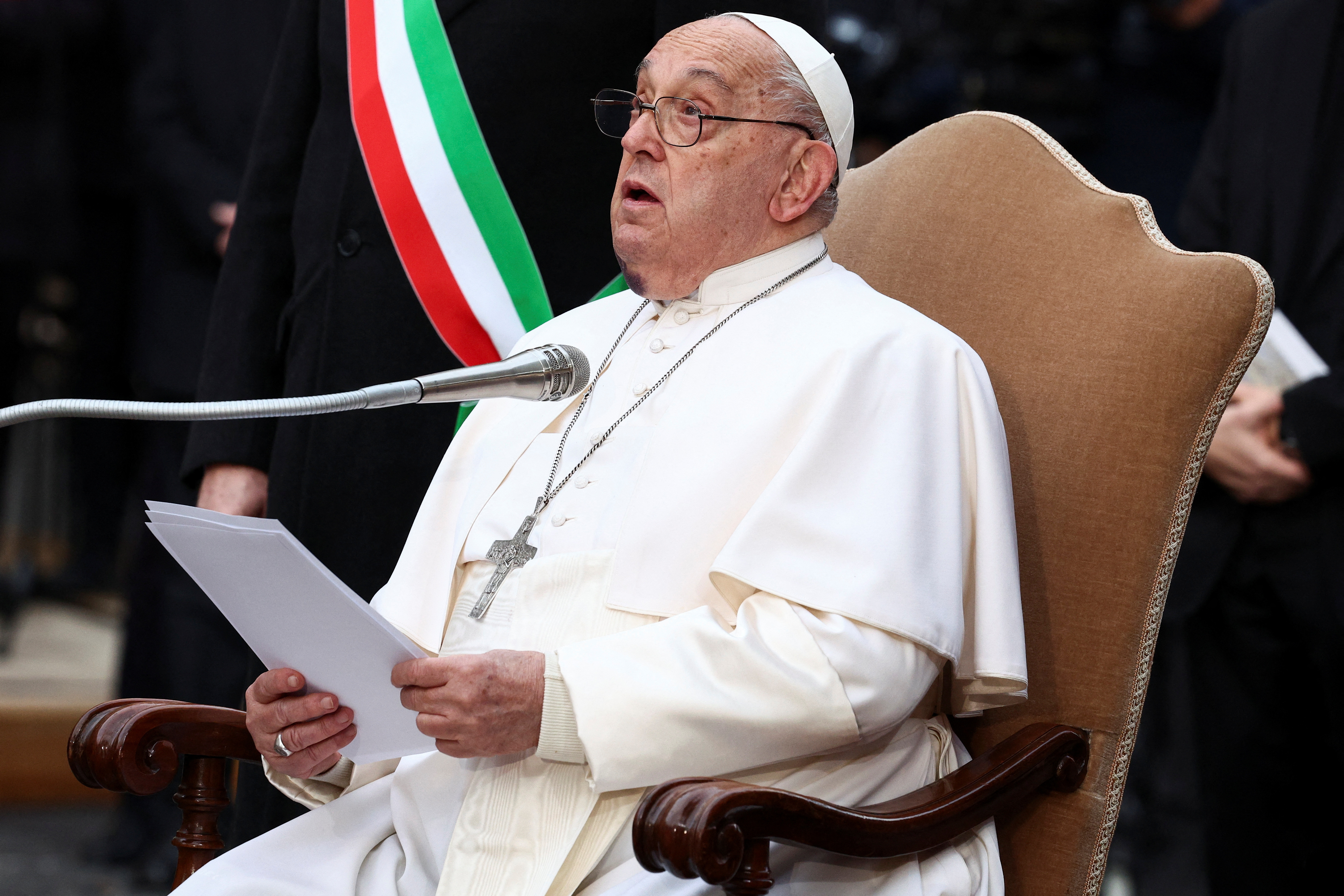 Pope Francis attends the Immaculate Conception celebration prayer near the Spanish Steps in Rome