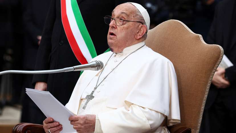 Pope Francis attends the Immaculate Conception celebration prayer near the Spanish Steps in Rome