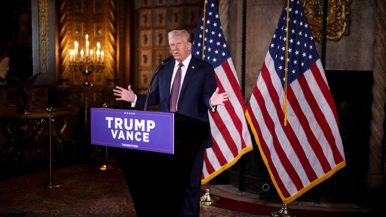 U.S. President-elect Donald Trump makes remarks at Mar-a-Lago in Palm Beach