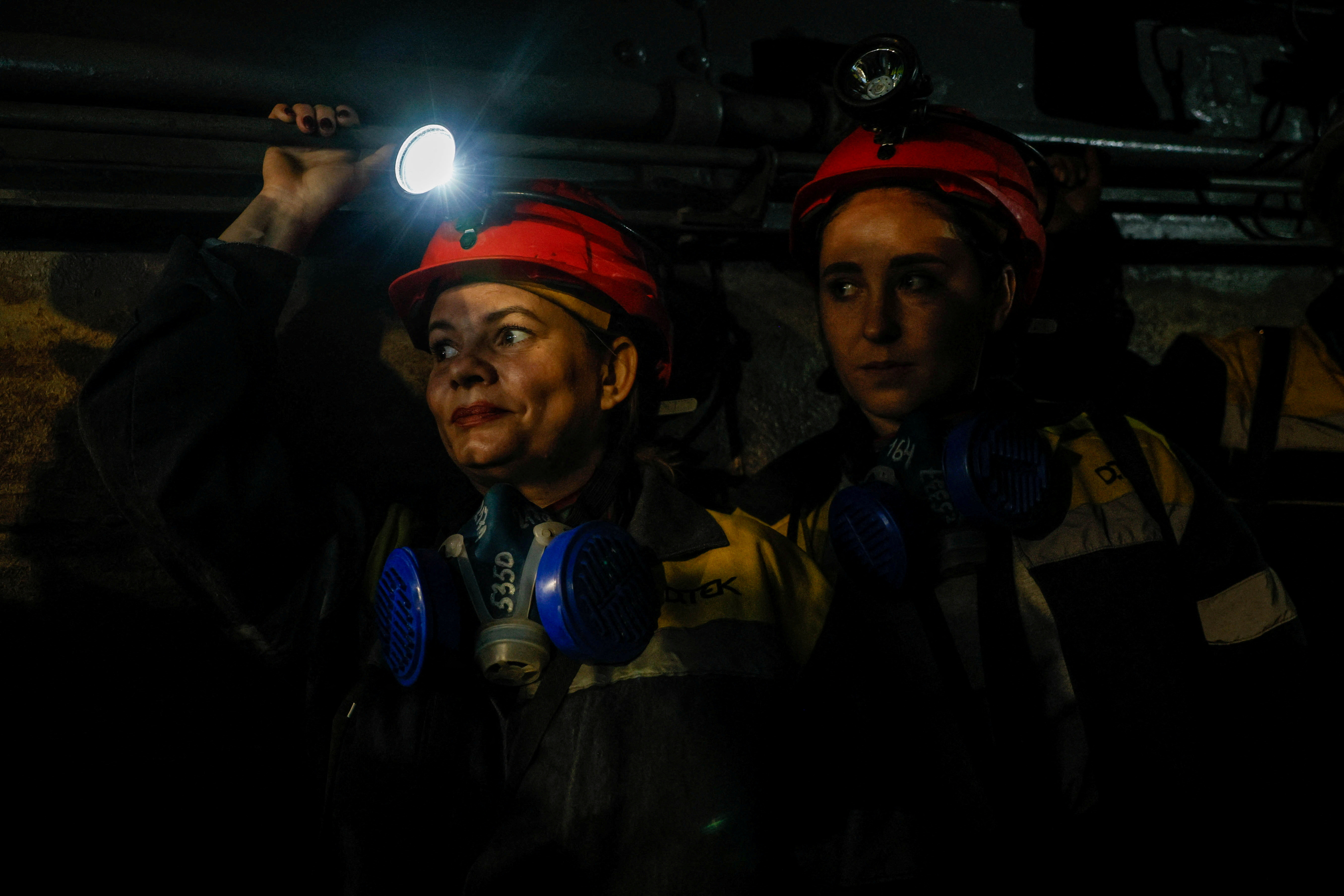 Women work underground in a mine in Dnipropetrovsk region