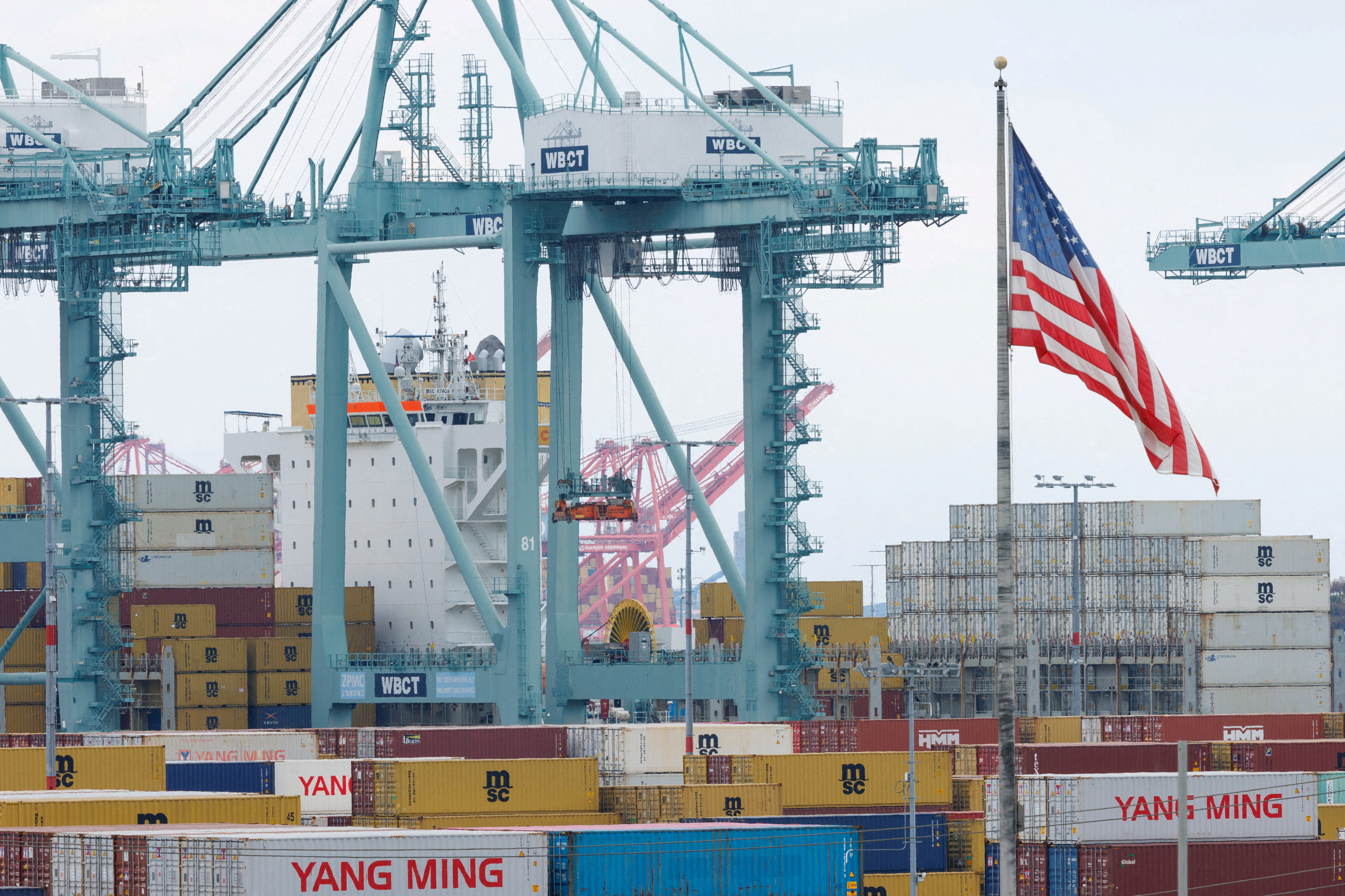 FILE PHOTO: Chinese shipping containers at the Port of Los Angeles