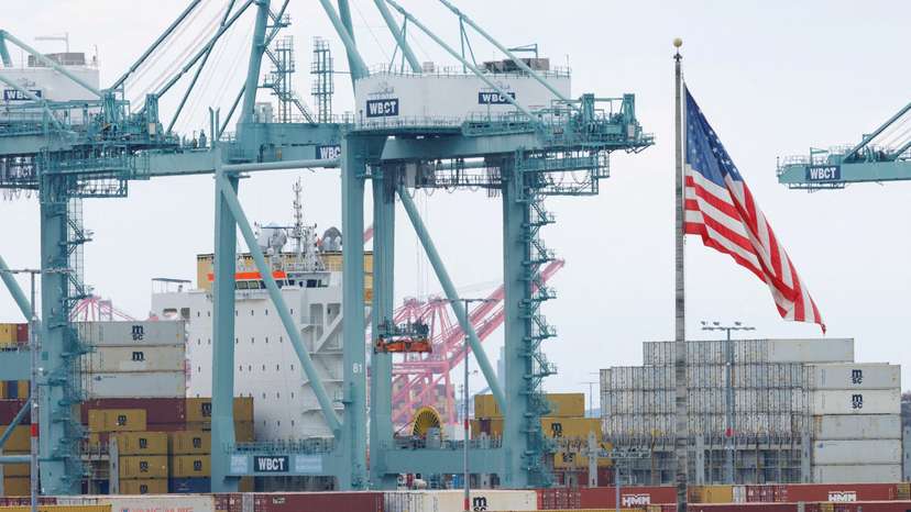 FILE PHOTO: Chinese shipping containers at the Port of Los Angeles