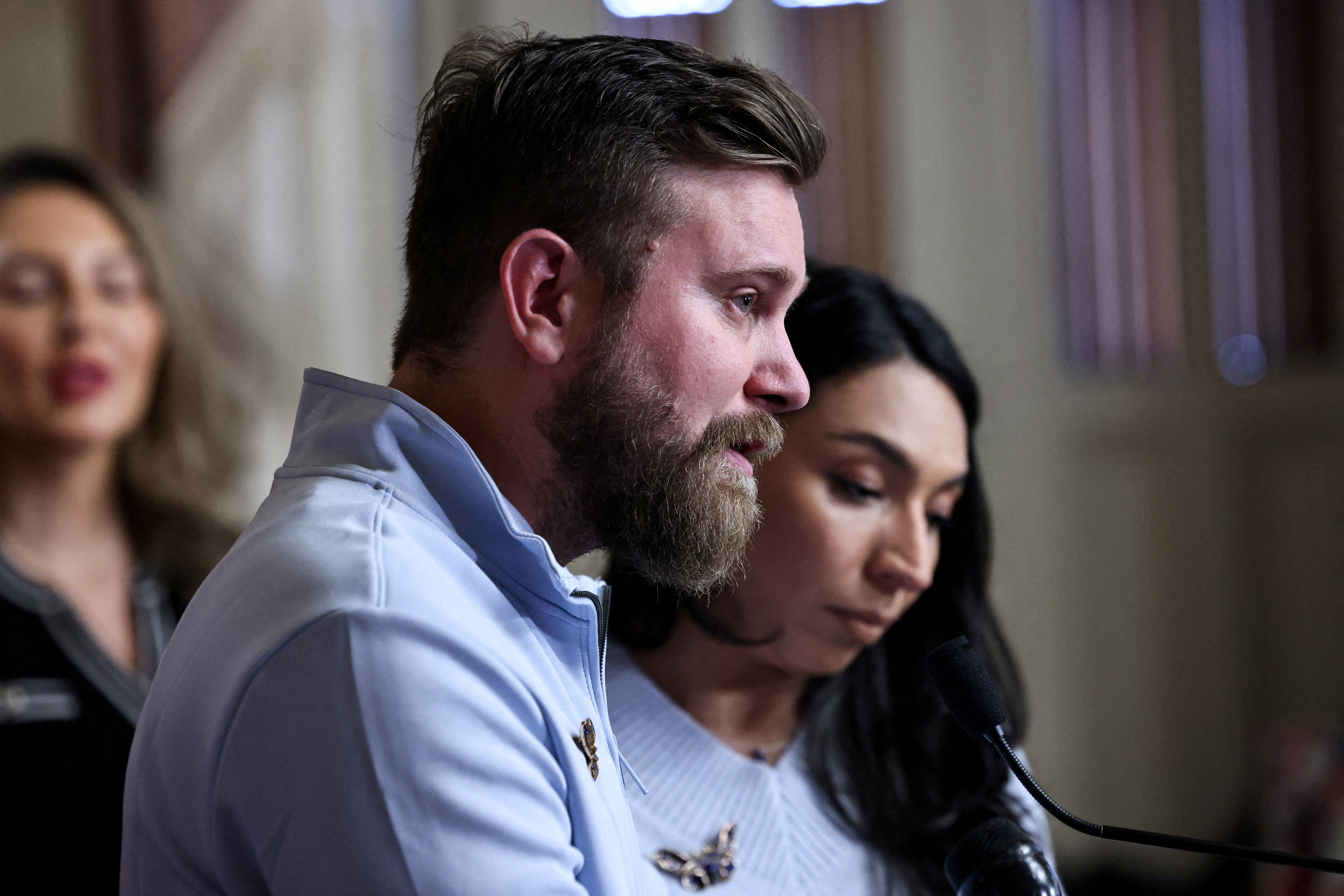 FILE PHOTO: Senate Minority Leader Chuck Schumer, Epstein survivors and family of Virginia Giuffre to introduce Virginia's Law, on Capitol Hill in Washington