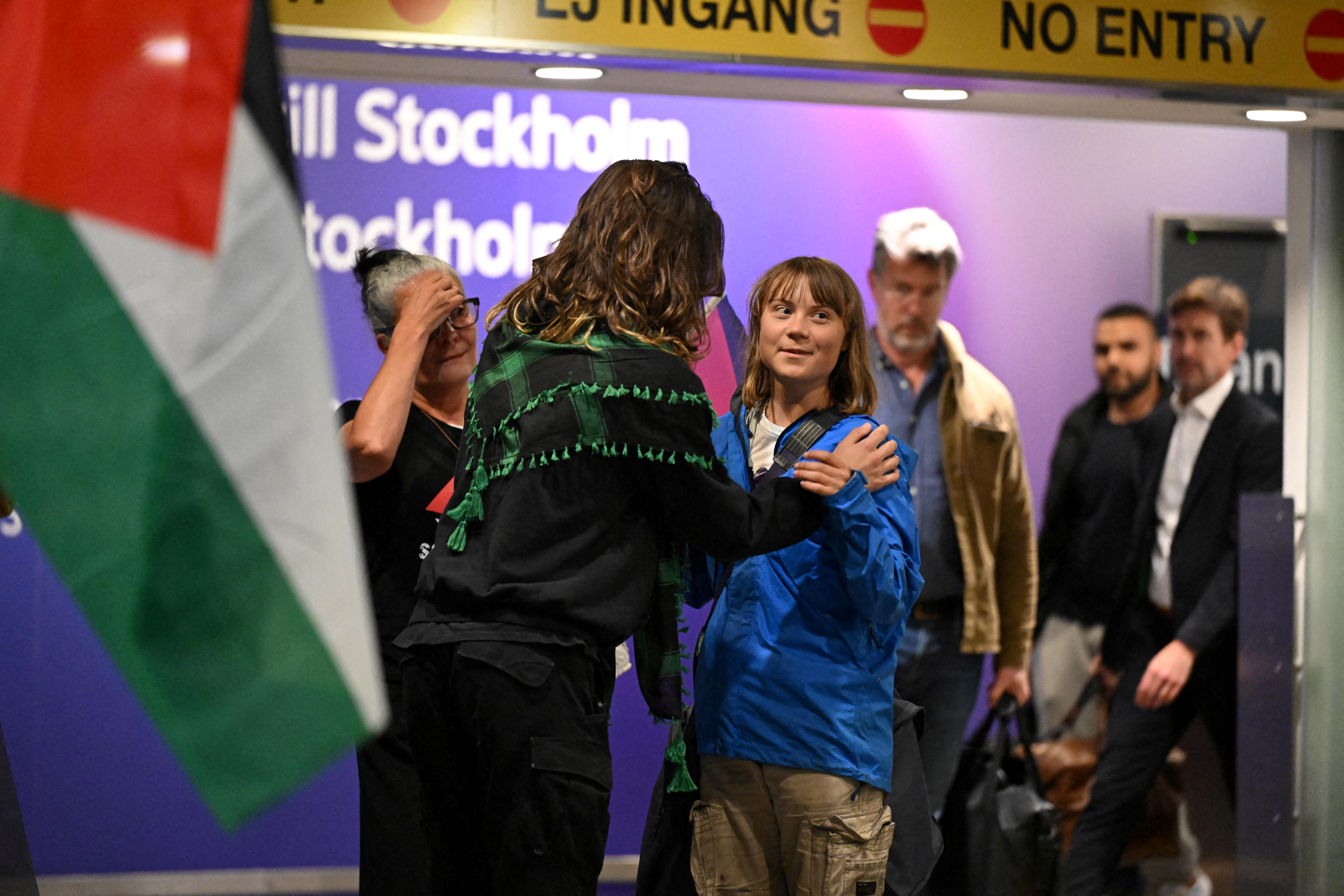 Swedish activist Greta Thunberg arrives at Arlanda airport outside Stockholm