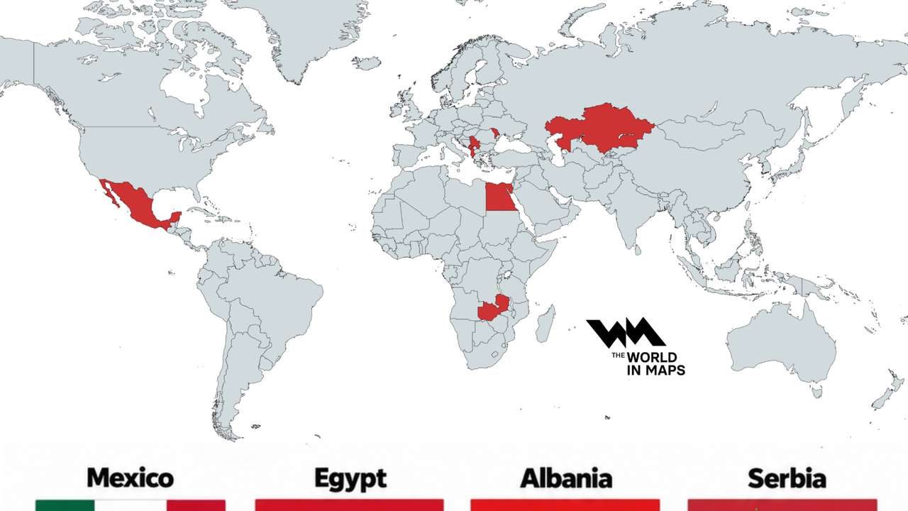 Eight countries have eagles on their national flags, but their symbols tell different stories
