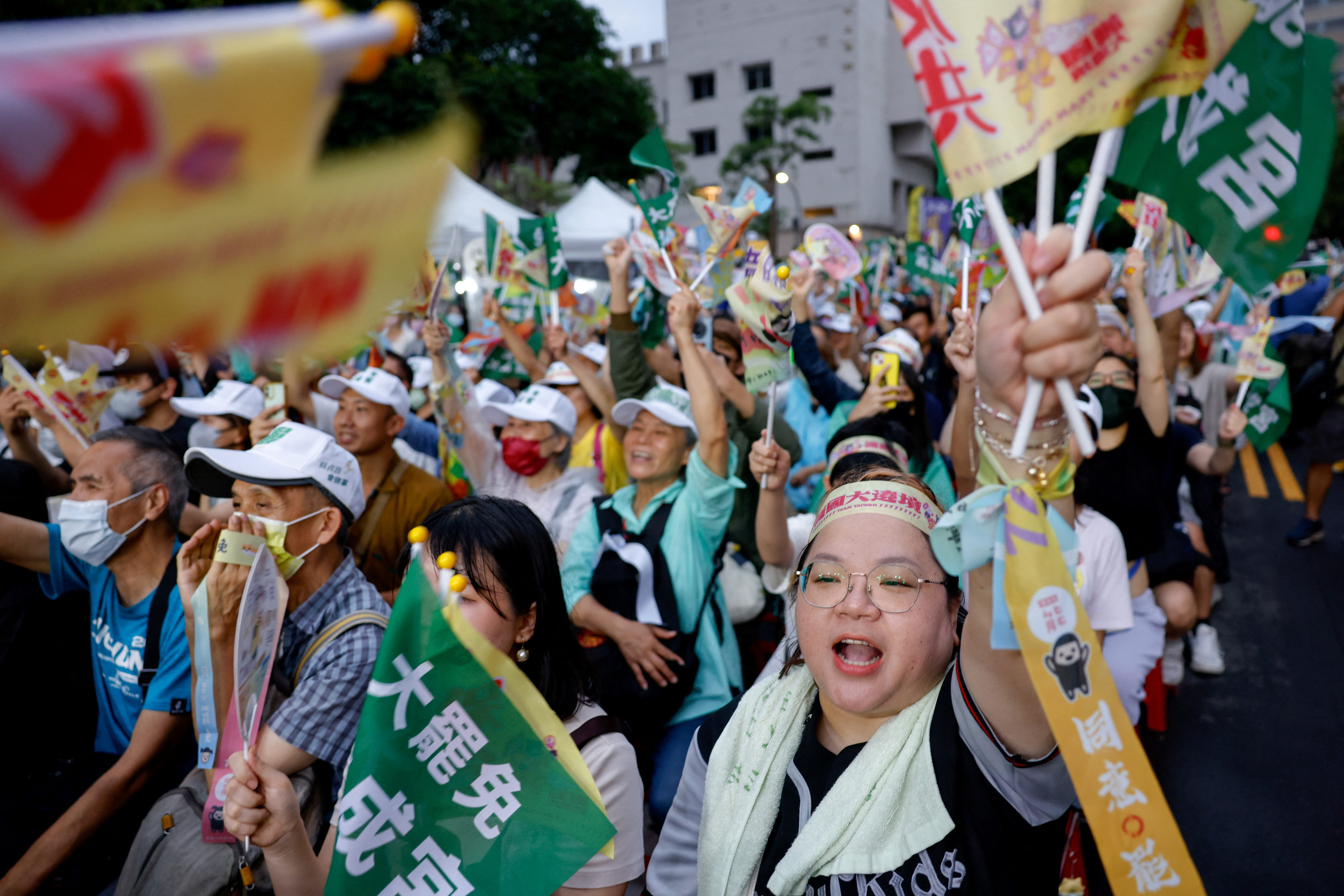 Supporters of the recall movement gather in Taipei