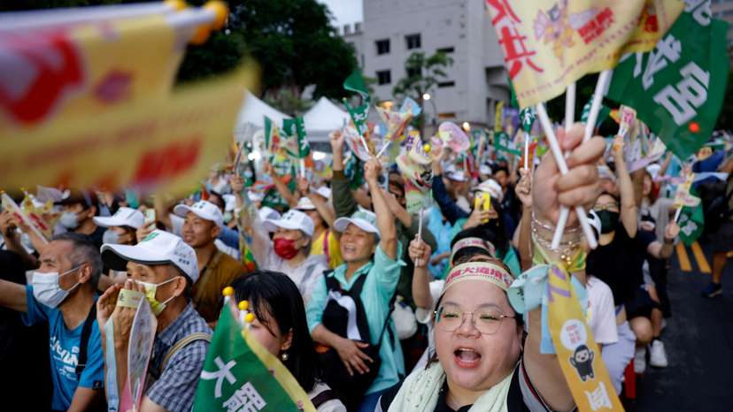 Supporters of the recall movement gather in Taipei