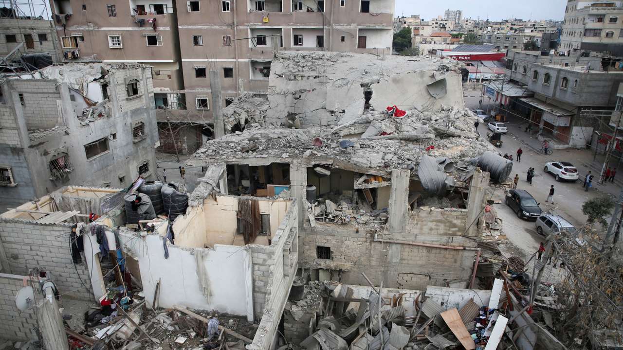 Site of an Israeli strike on a house, amid the ongoing conflict between Israel and the Palestinian Islamist group Hamas, in Rafah, in the southern Gaza Strip