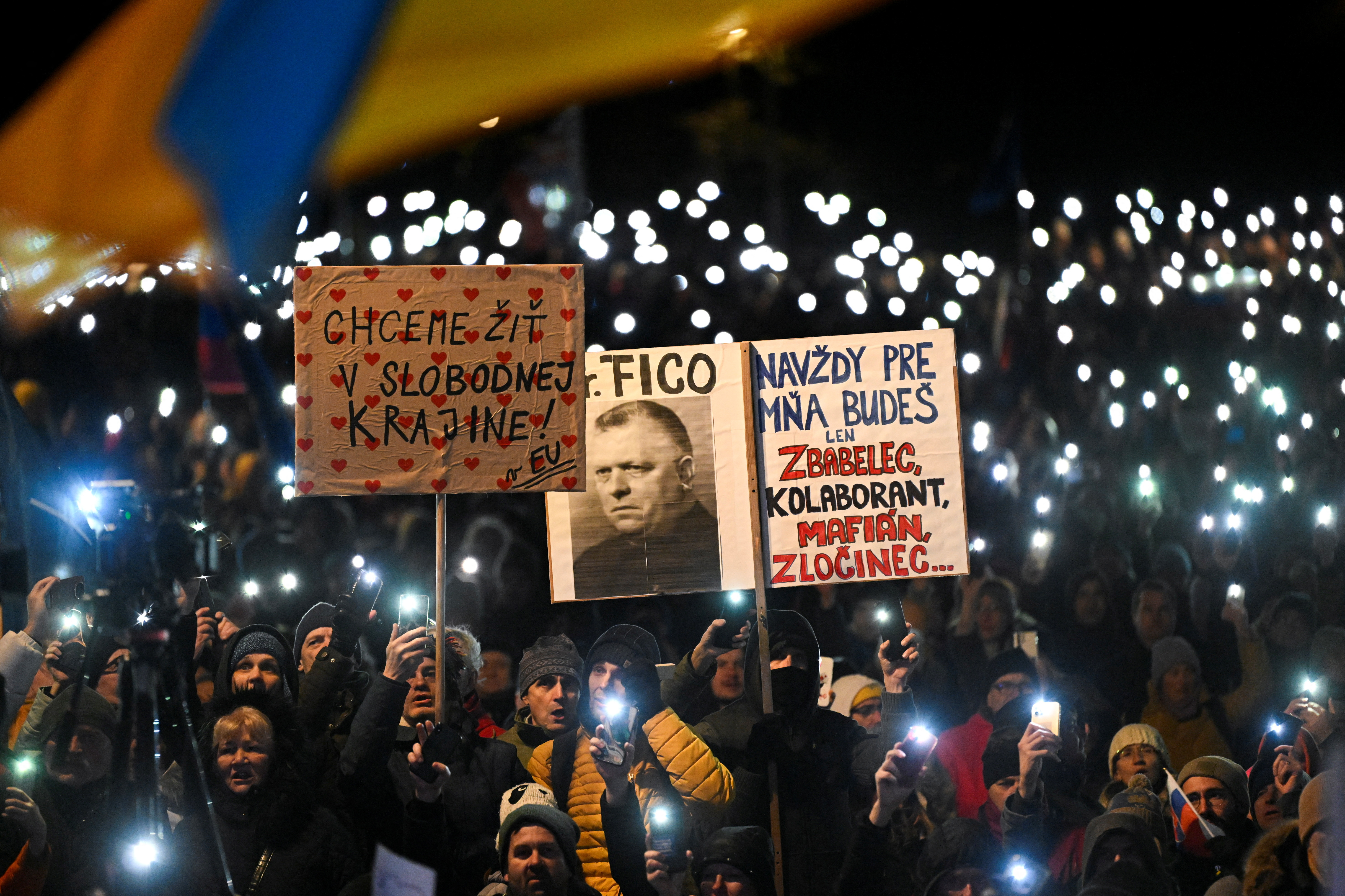 Pro-Ukraine and anti-government protest in Bratislava