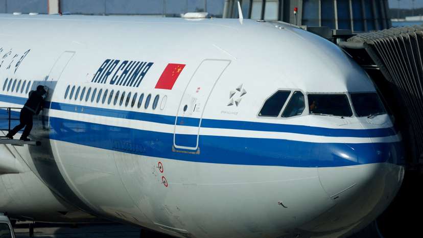 FILE PHOTO: An Air China plane is seen at the international airport in Beijing