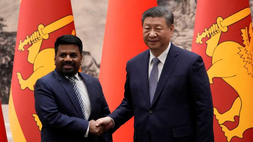 Chinese President Xi Jinping, right, and Sri Lankan President Anura Kumara Dissanayake meet in Beijing