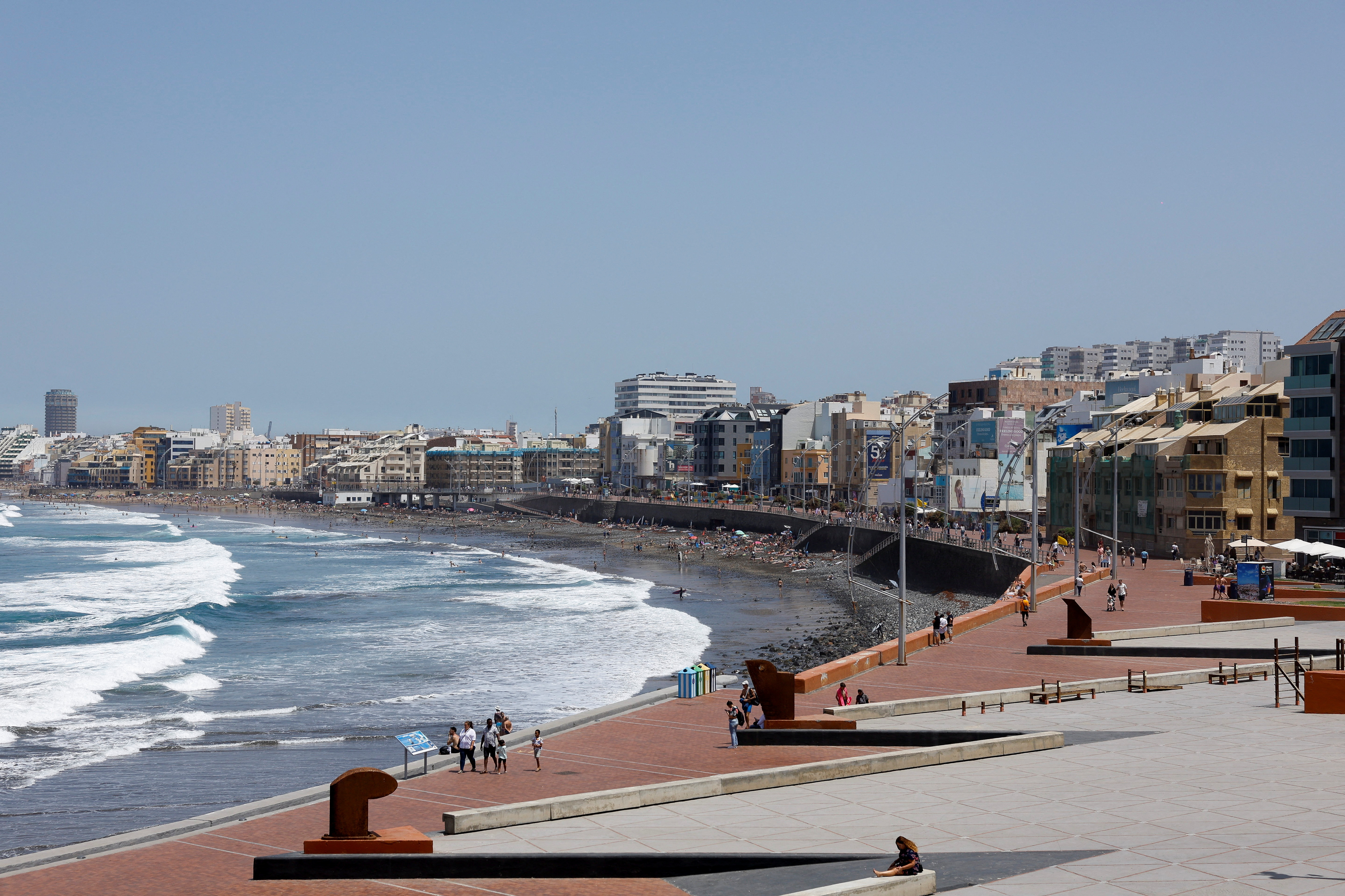 General view of Las Canteras beach in Las Palmas de Gran Canaria