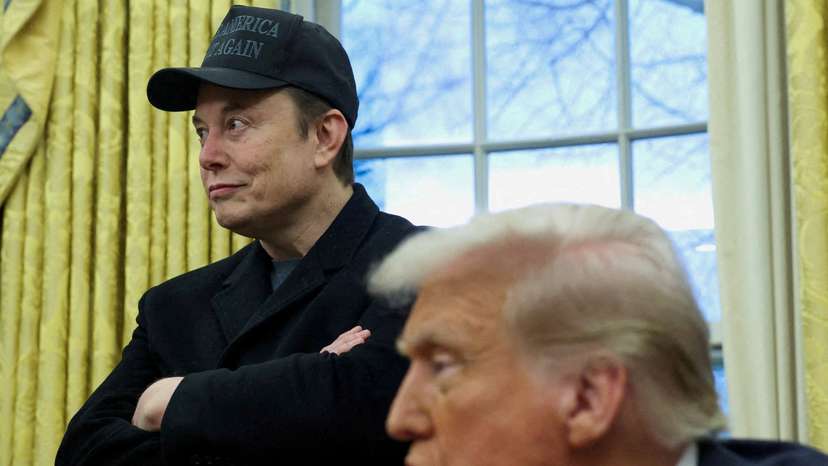 FILE PHOTO: U.S. President Donald Trump and Elon Musk in the Oval Office