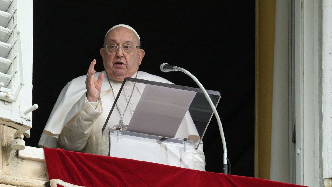 Pope Francis leads the Angelus prayer at the Vatican