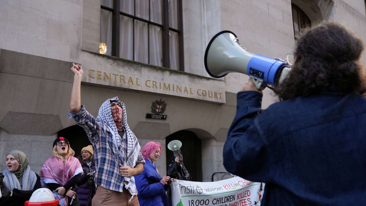Pro-Palestinian activists enter pleas over military base break-in, in London