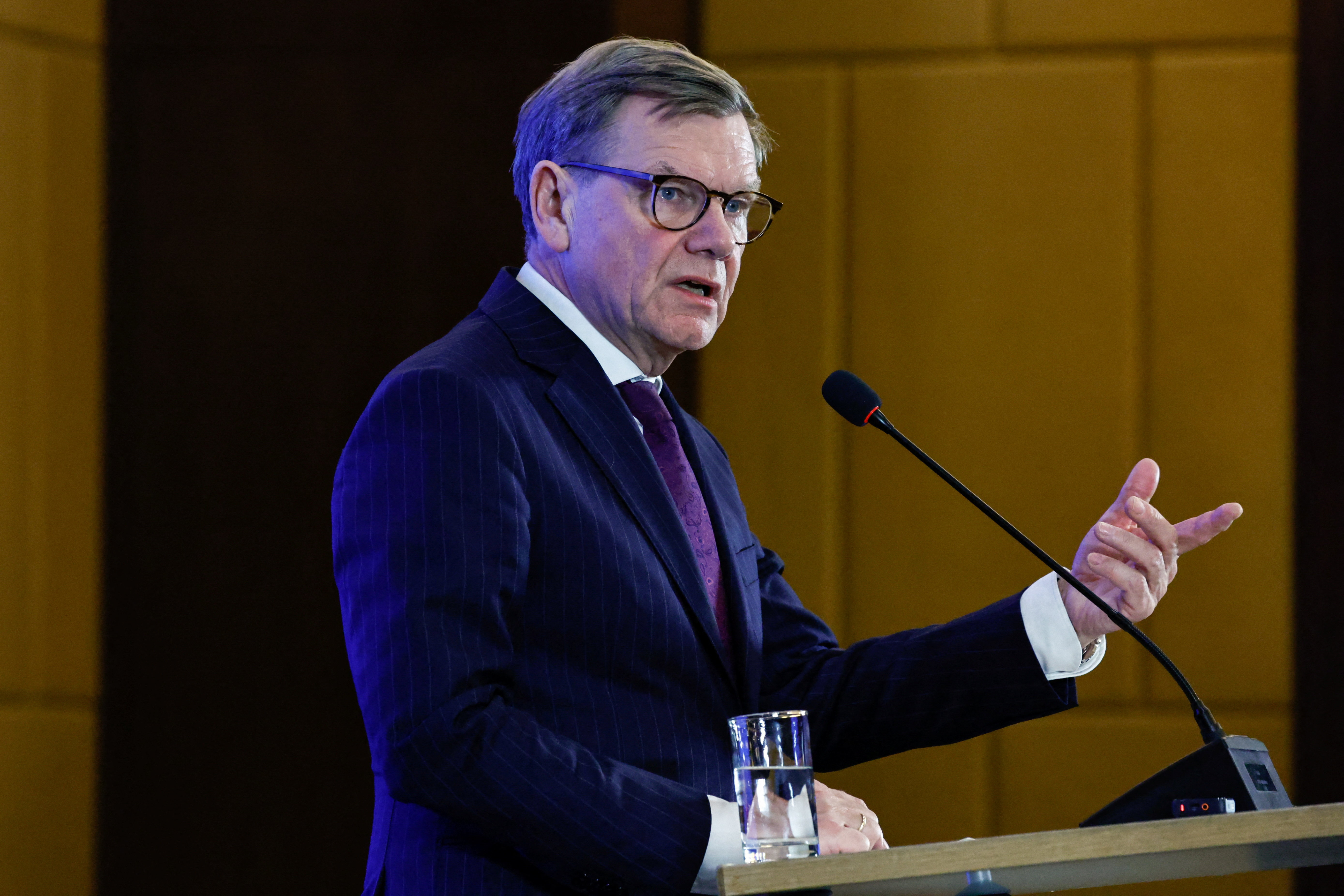 German Foreign Minister Johann Wadephul attending a press conference in Beijing
