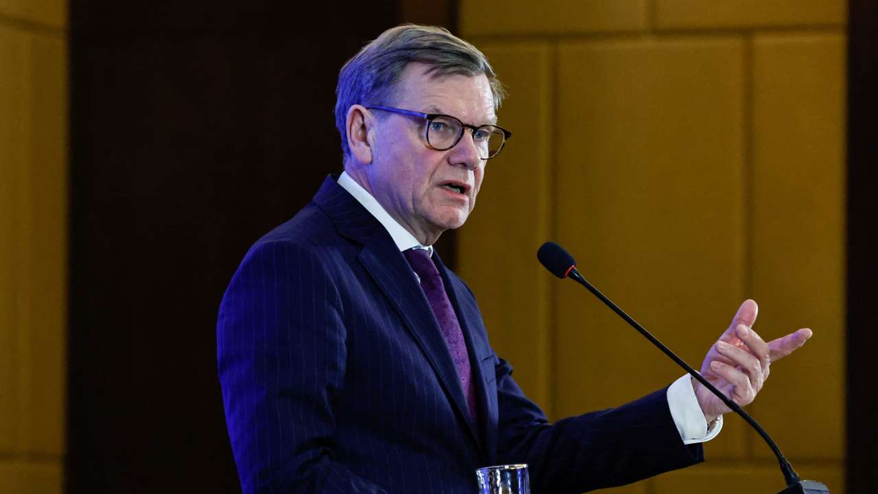 German Foreign Minister Johann Wadephul attending a press conference in Beijing