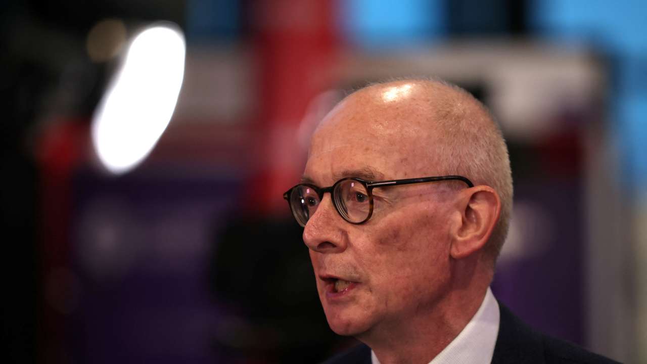 Britain’s Labour Party National Campaign Co-ordinator Pat McFadden takes part in a television interview at the Labour Party annual conference in Liverpool, Britain
