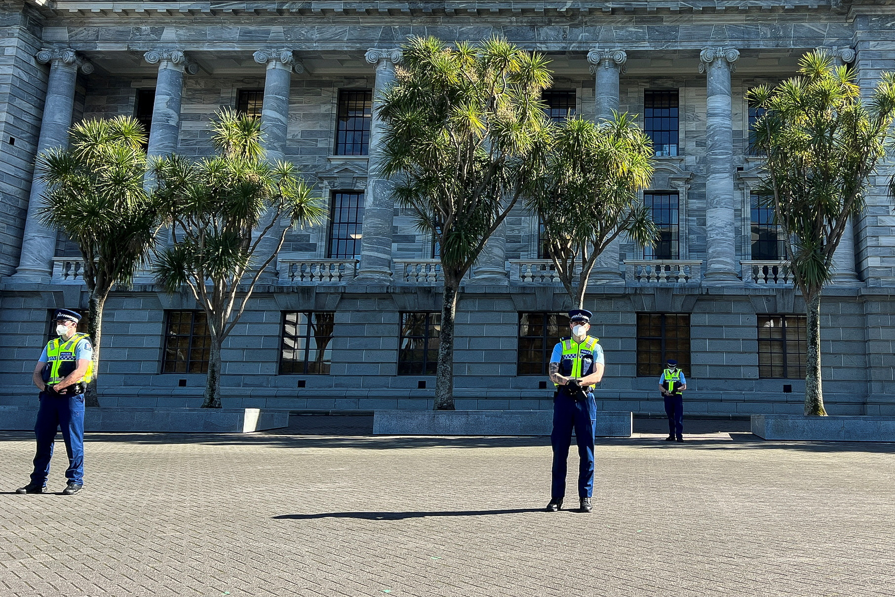 FILE PHOTO: Protesters gather on the grounds of New Zealand Parliament in Wellington