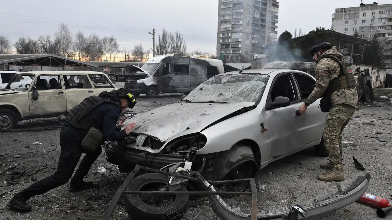 FILE PHOTO: Aftermath of a Russian drones attack in Zaporizhzhia