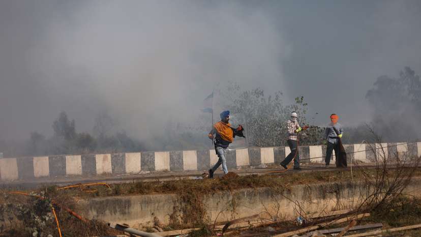 Farmers protest at Shambhu
