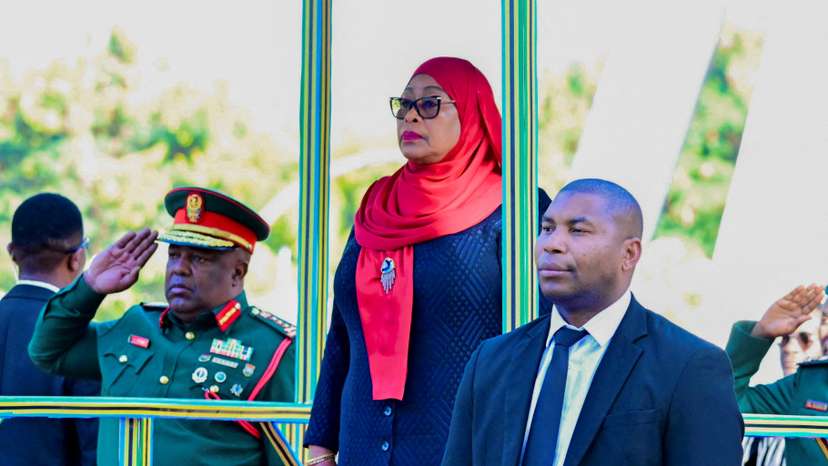 FILE PHOTO: Tanzanian President Samia Suluhu Hassan arrives to address the parliament, before its dissolution ahead of the October General elections, in Dodoma