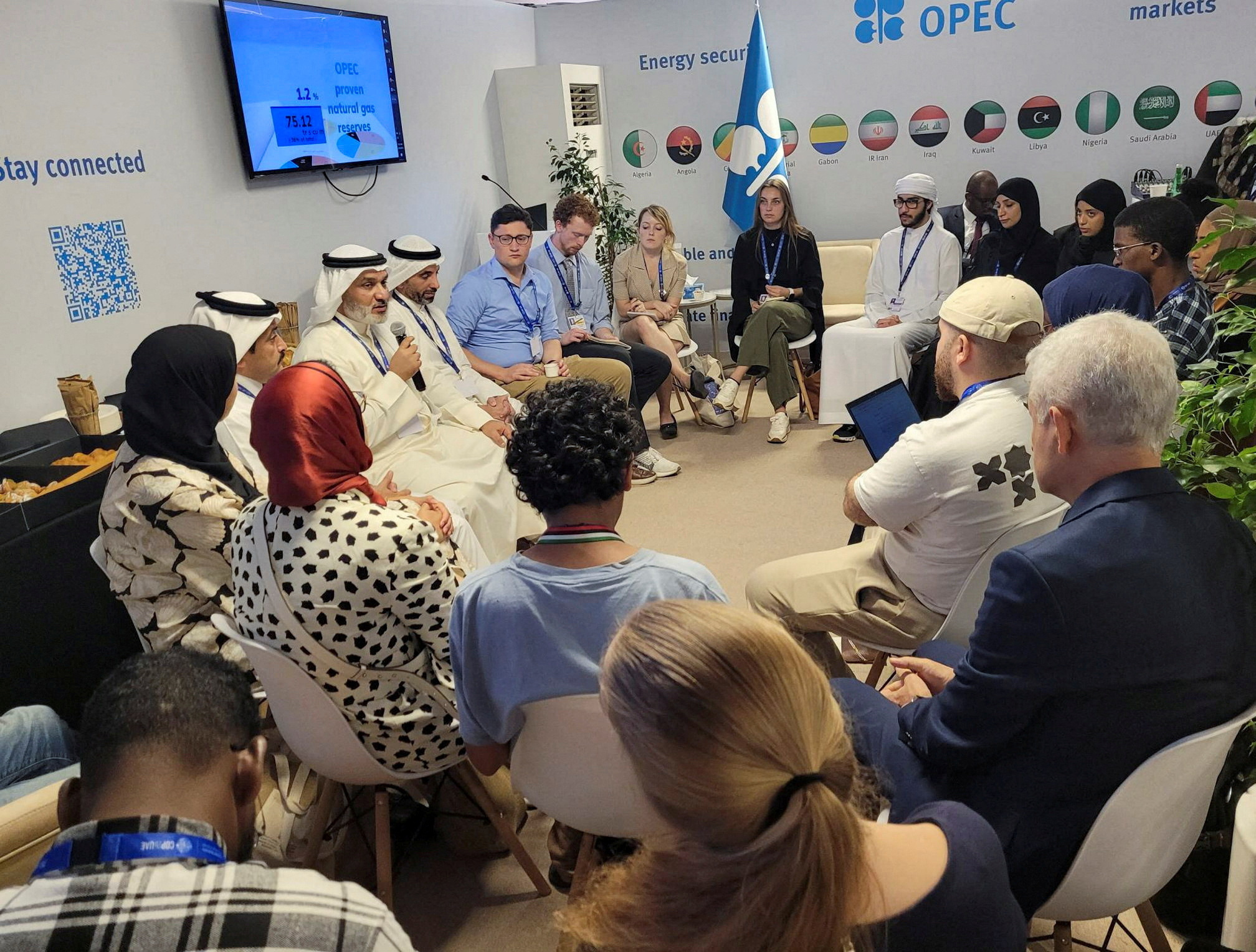OPEC's Secretary General Haitham Al Ghais talks to youth during "Special Day – OPEC and the youth" event at COP28 in Dubai
