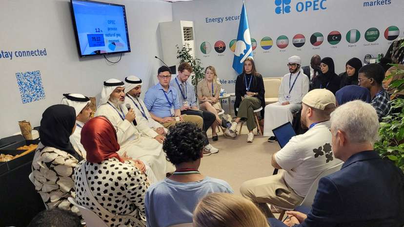 OPEC's Secretary General Haitham Al Ghais talks to youth during "Special Day – OPEC and the youth" event at COP28 in Dubai