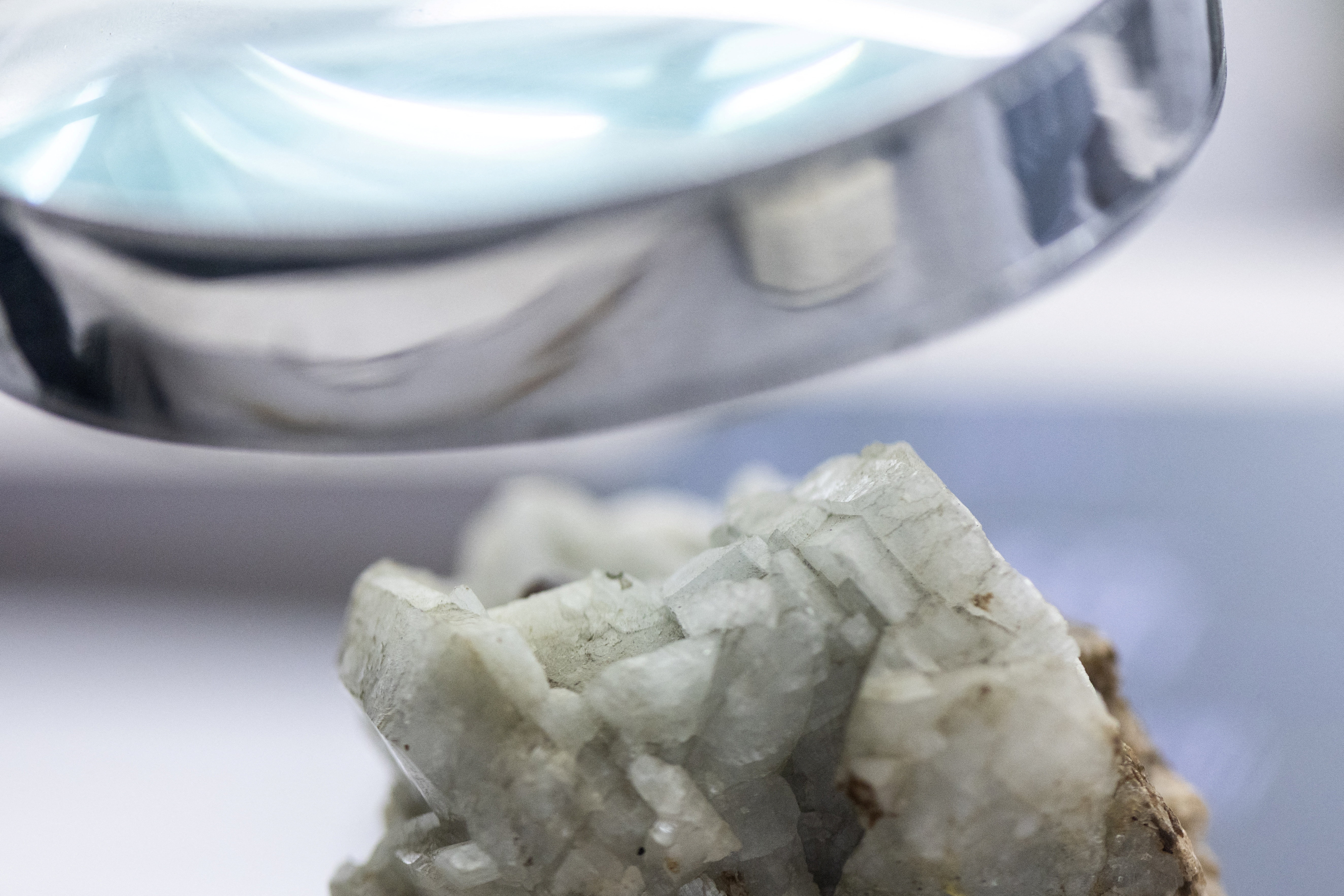 A sample of monazite ore, a mineral containing rare earth elements is displayed in Beijing