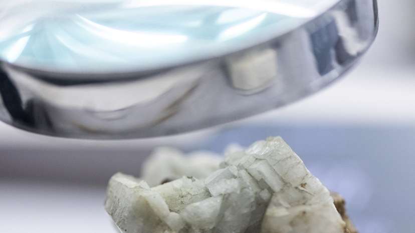 A sample of monazite ore, a mineral containing rare earth elements is displayed in Beijing