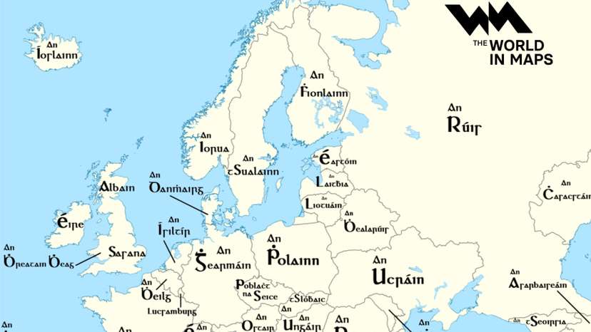 What Europe’s countries are called in Irish, from An Fhrainc to An Ghearmáin