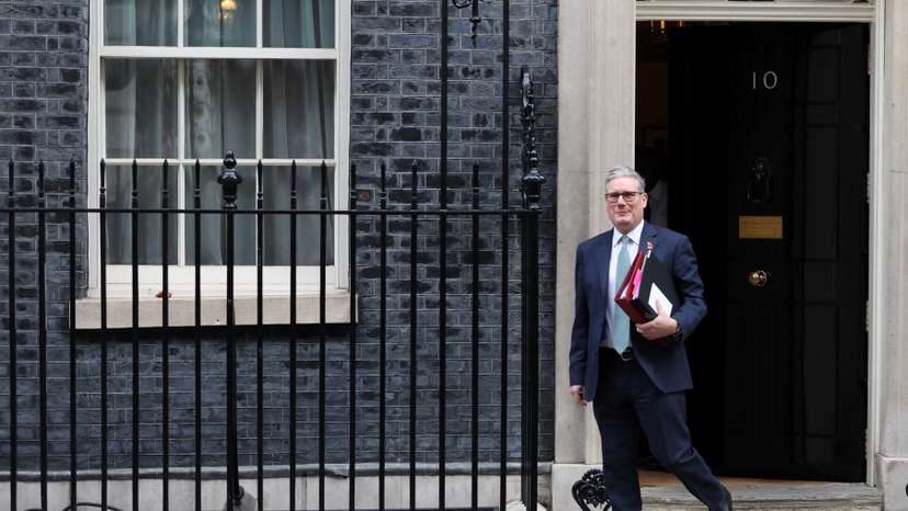 British Prime Minister Keir Starmer leaves 10 Downing Street in London