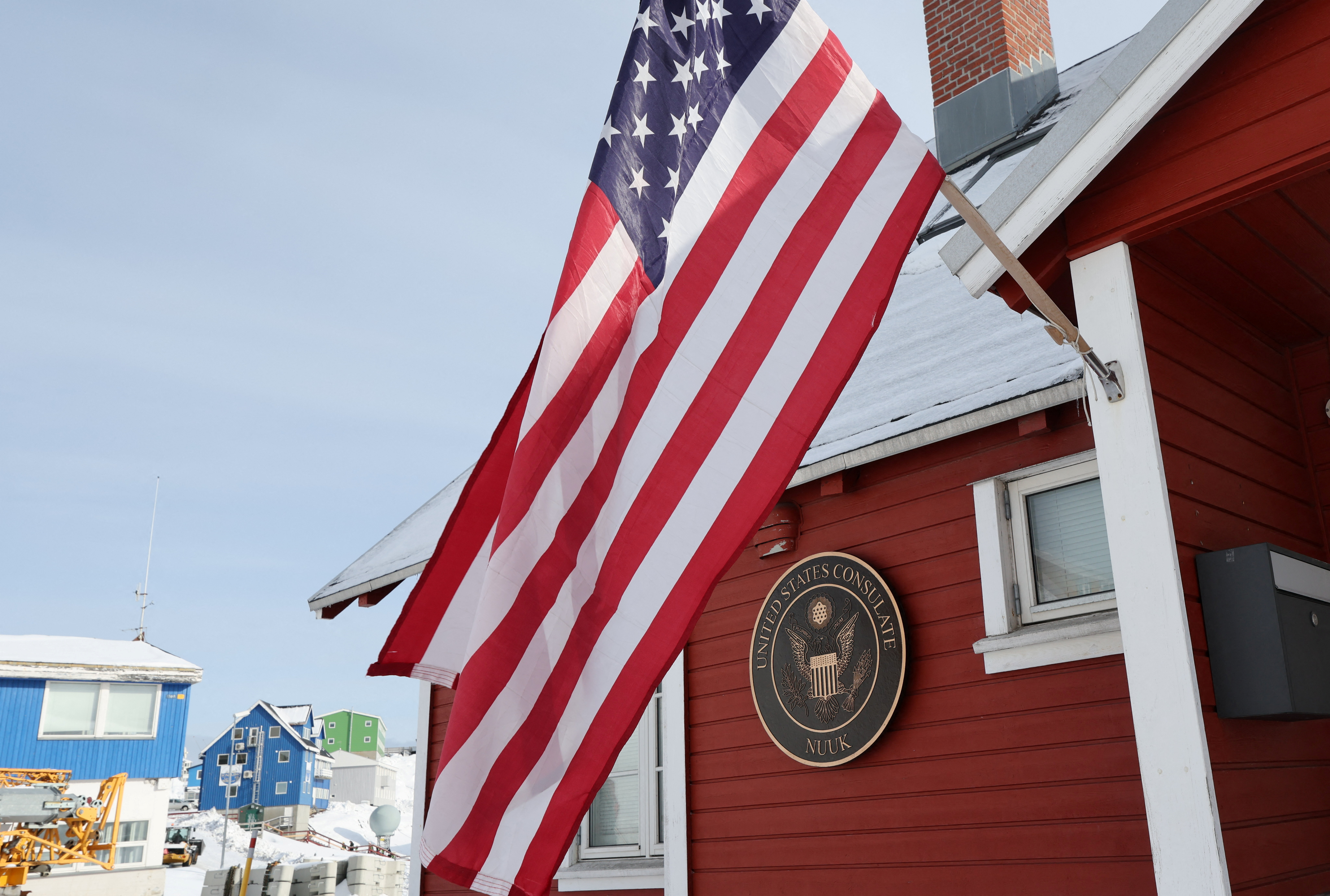FILE PHOTO: The U.S. flag flies outside their consulate in Nuuk