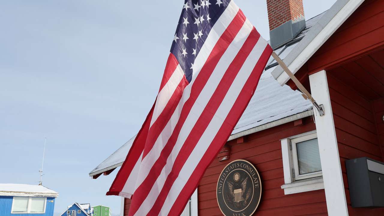 FILE PHOTO: The U.S. flag flies outside their consulate in Nuuk