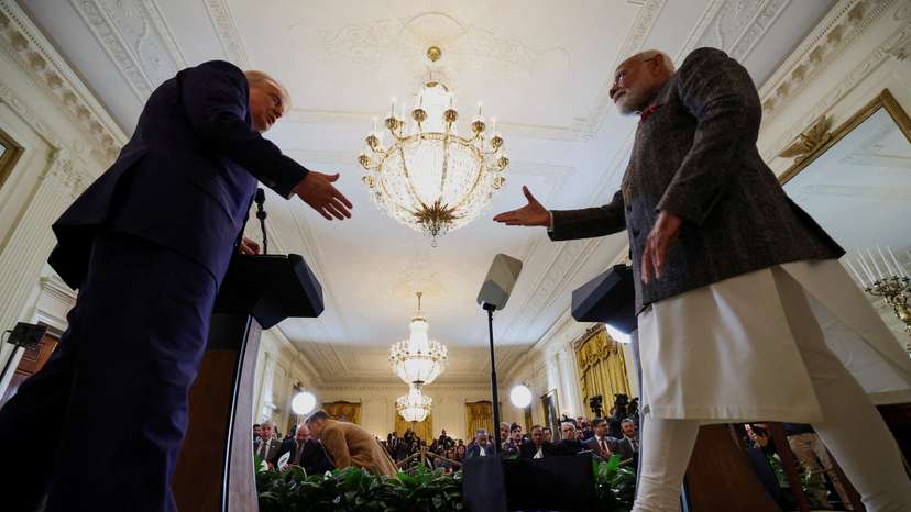 U.S. President Trump holds a joint press conference with Indian Prime Minister Modi at the White House in Washington D.C.