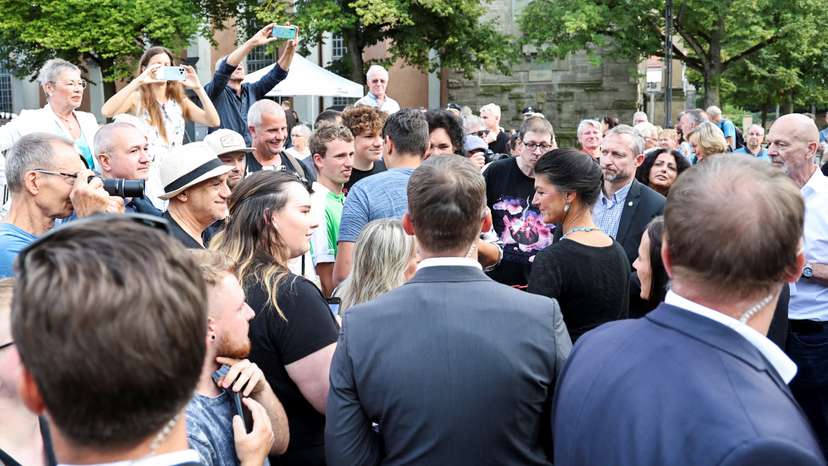 BSW top candidate Sahra Wagenknecht campaigns in Eisenach