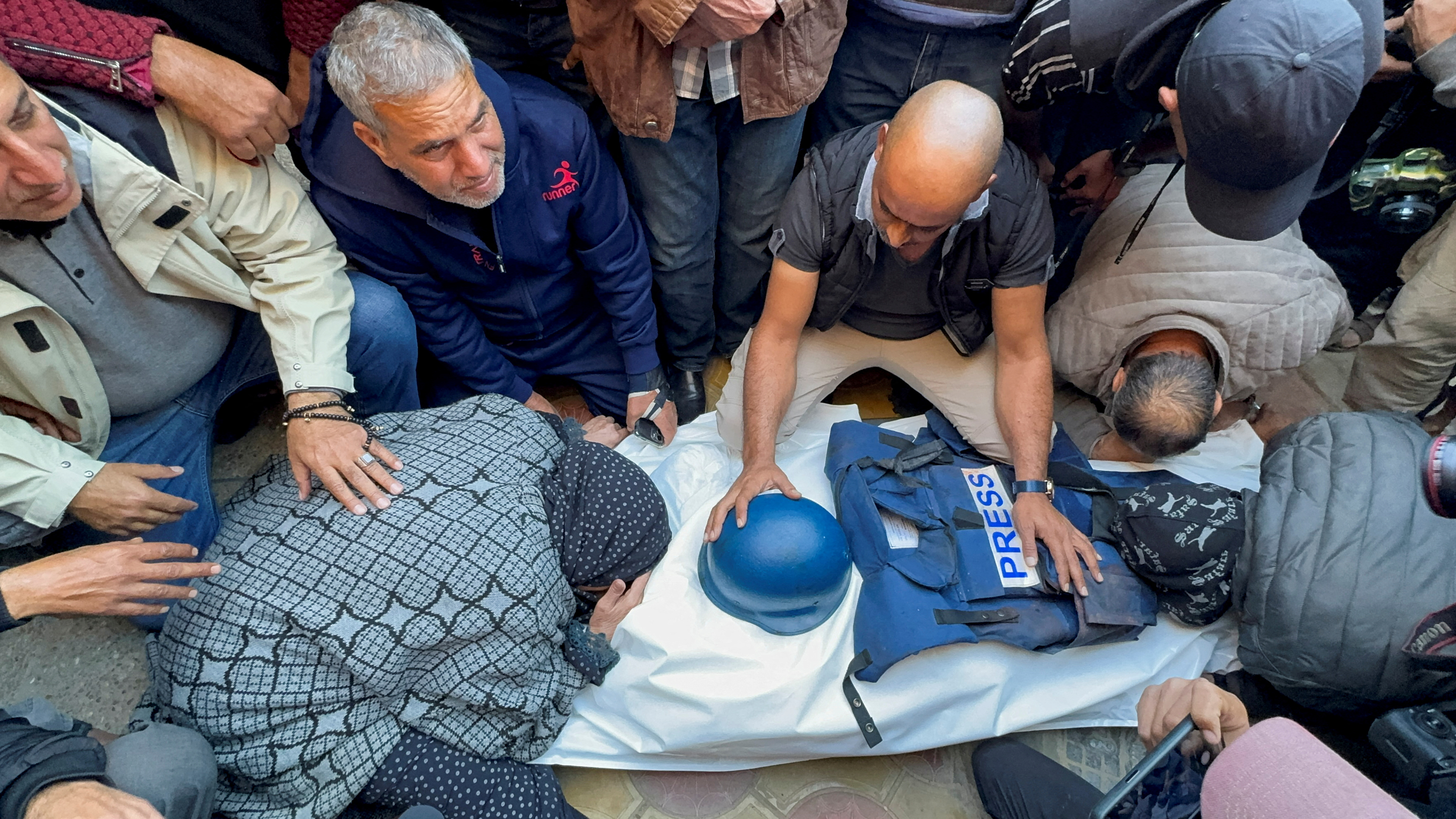 FILE PHOTO: Funeral of Al Jazeera cameraman Samer Abu Daqqa, in Khan Younis