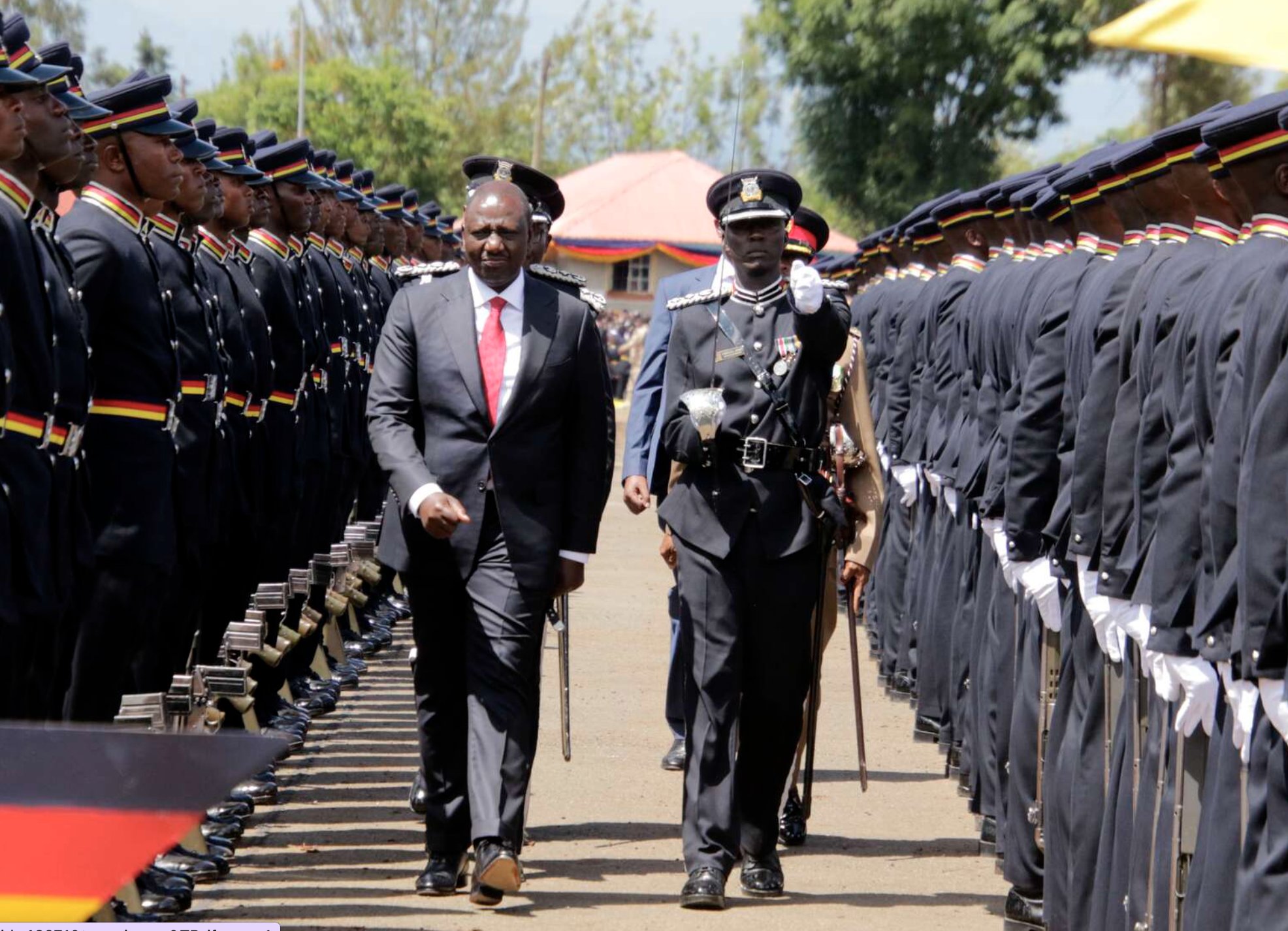 William Ruto inspecting a guard of honor formed by the police