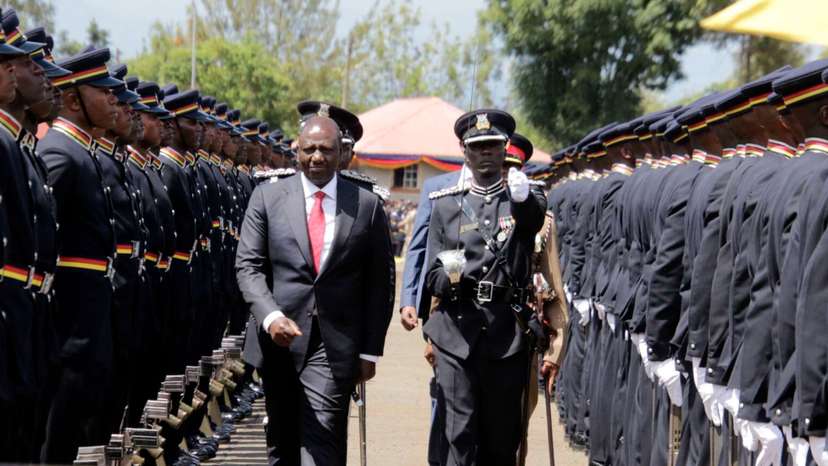 William Ruto inspecting a guard of honor formed by the police