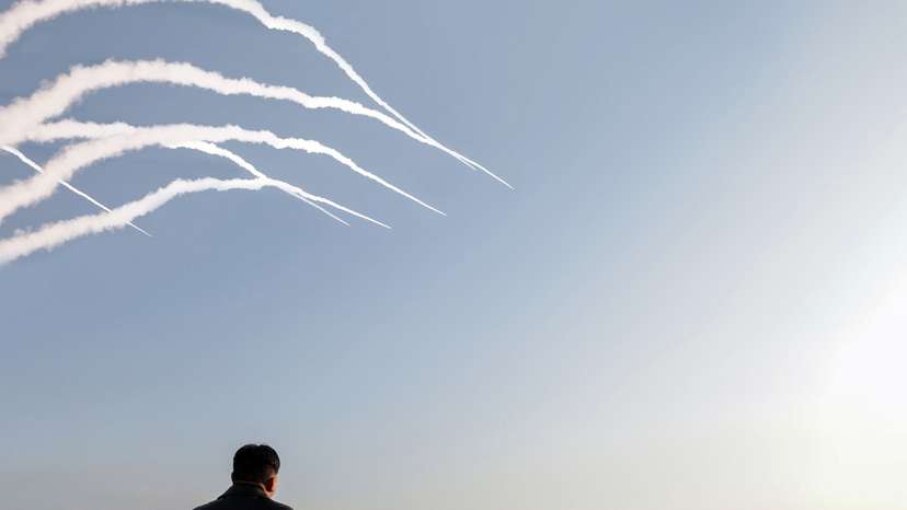 North Korean leader Kim Jong Un guides a training of the fire division