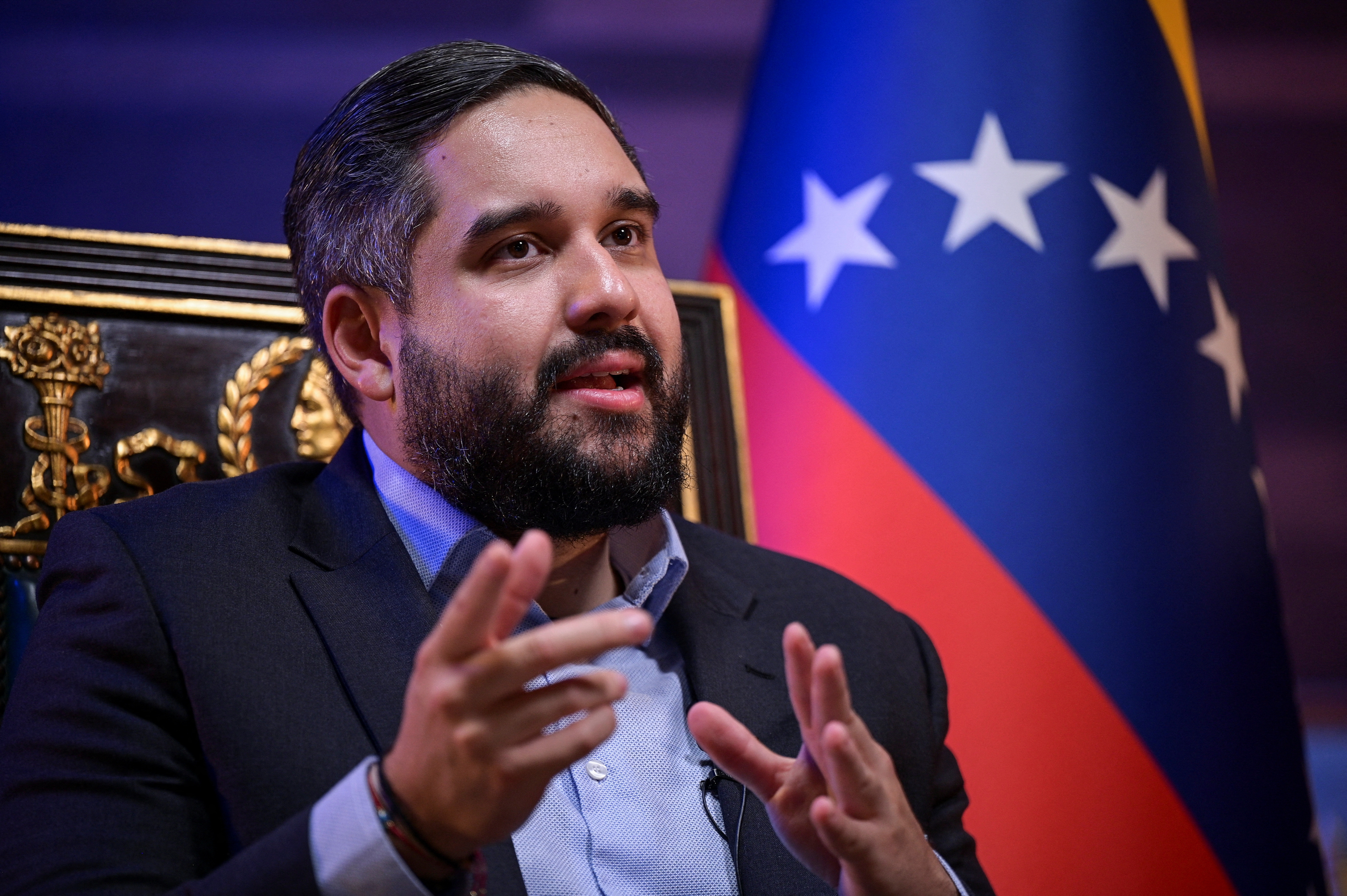 Nicolas Maduro Guerra attends an interview with Reuters in Caracas
