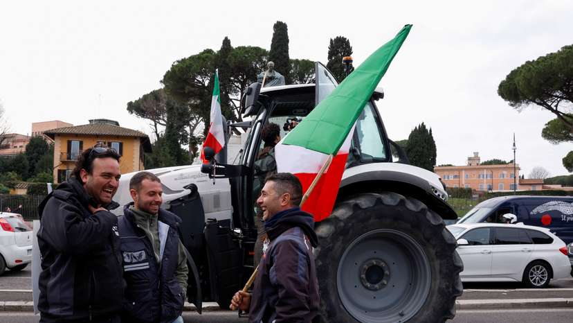 Farmers protest over price pressures, taxes and green regulation, in Rome