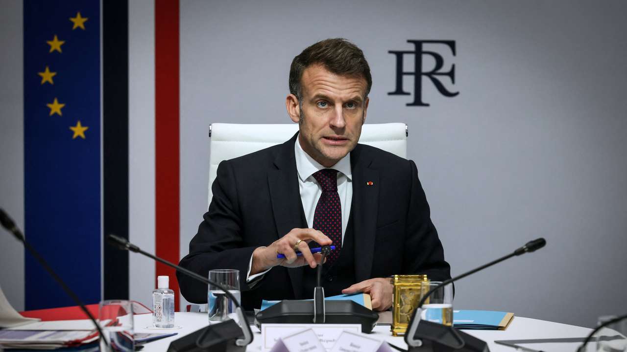 France's President Emmanuel Macron holds a national defense council meeting at the Elysee Palace, in Paris
