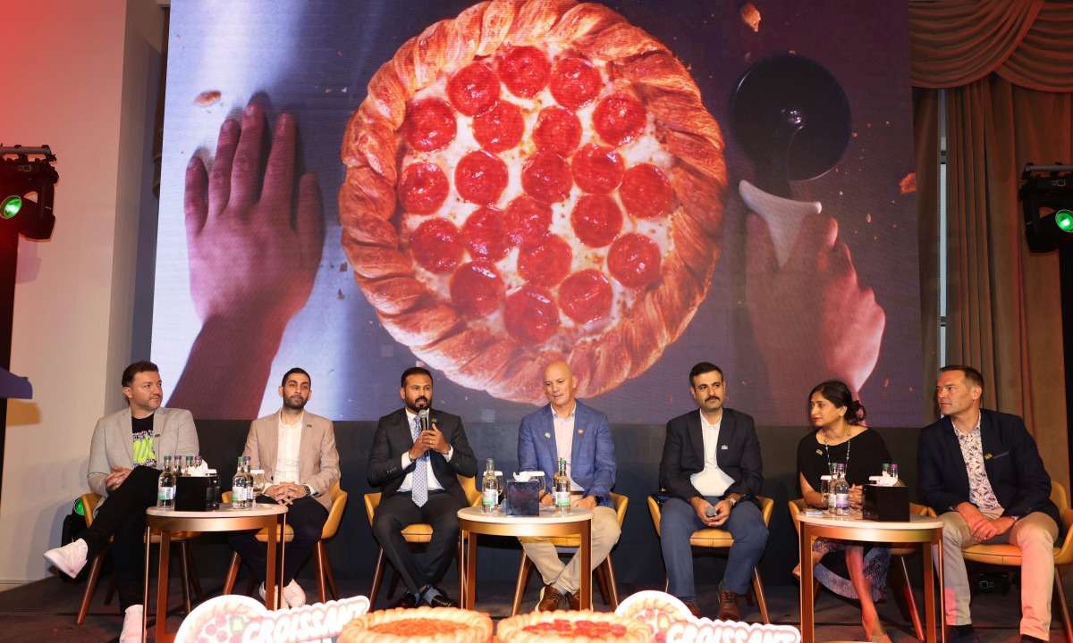 Papa Johns officials at the unveiling of the new croissant pizza in Qatar. PIC: Salim Matramkot/THE PENINSULA