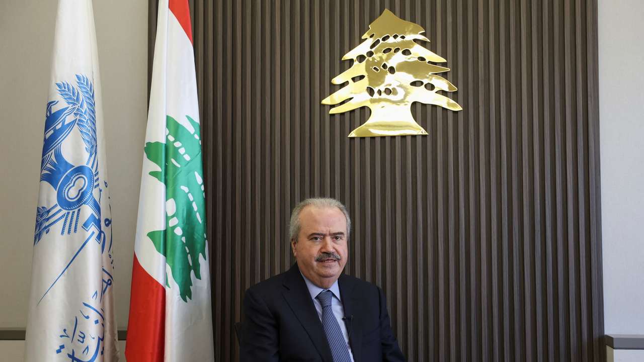 Lebanon's Finance Minister Yassine Jaber attends an interview with Reuters at the Ministry of Finance in Beirut