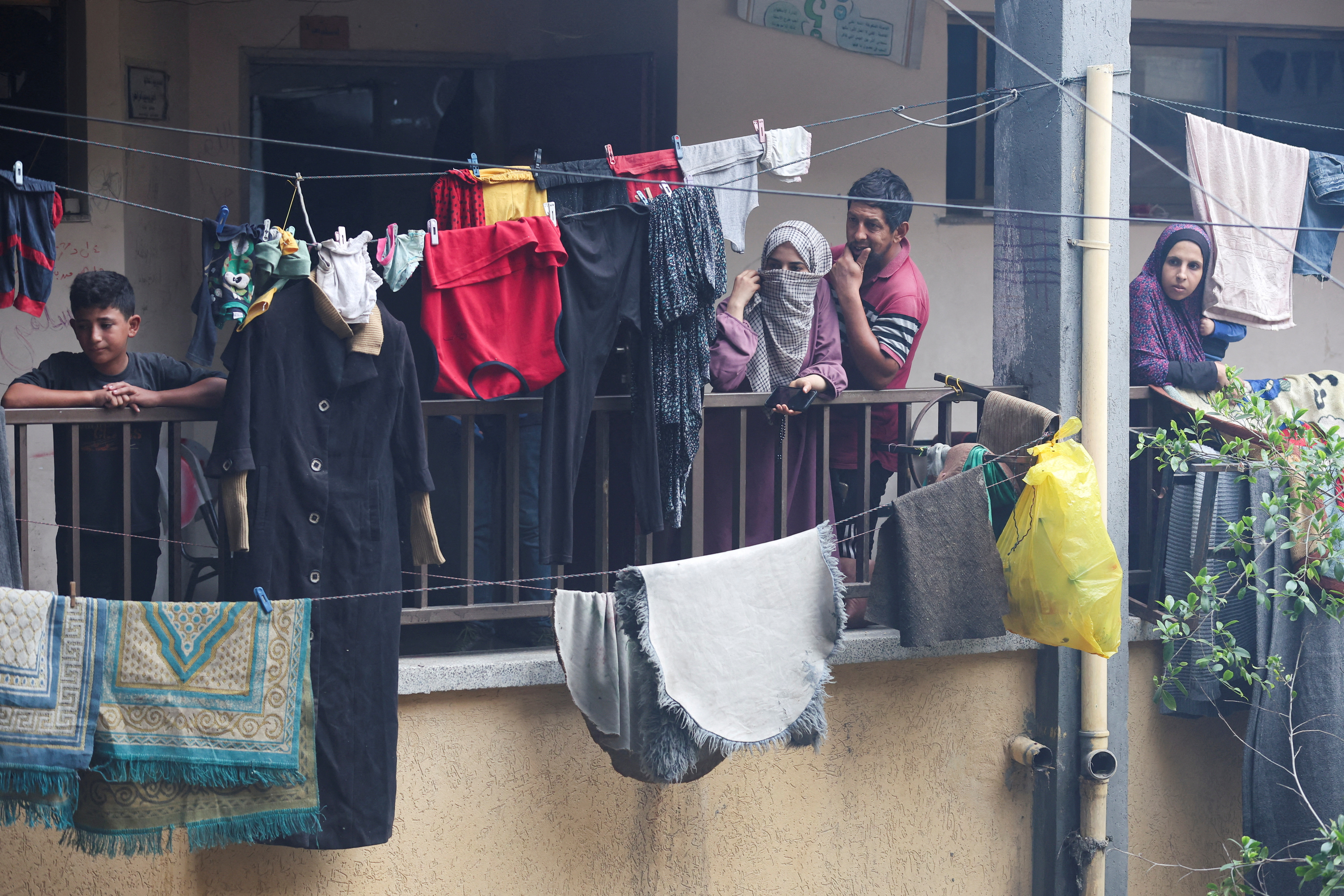 Site of an Israeli strike on a school sheltering displaced people, in Deir Al-Balah